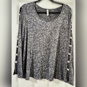 NWOT Dressy Long Sleeve(Cut-Outs) Sweater Blouse w/Rhinestones & Swoop Neck 2XL